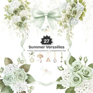 Summer Versailles Floral Arrangements, Floral Garden PNG, Rose Bouquet, Hydrangea Art, French Decor, Ornaments, Digital Download