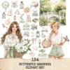 Butterfly Gardenia Clipart Set – Gardenia Flower PNG Illustrations, Whimsical, Dreamy Floral, Butterfly Garden Graphics, Digital Download