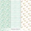 Coastal Glow Seamless Patterns, Summer Floral JPEG, Beach Lanterns Pattern, Seashell Clusters Repeating Pattern, Digital Scrapbook Paper