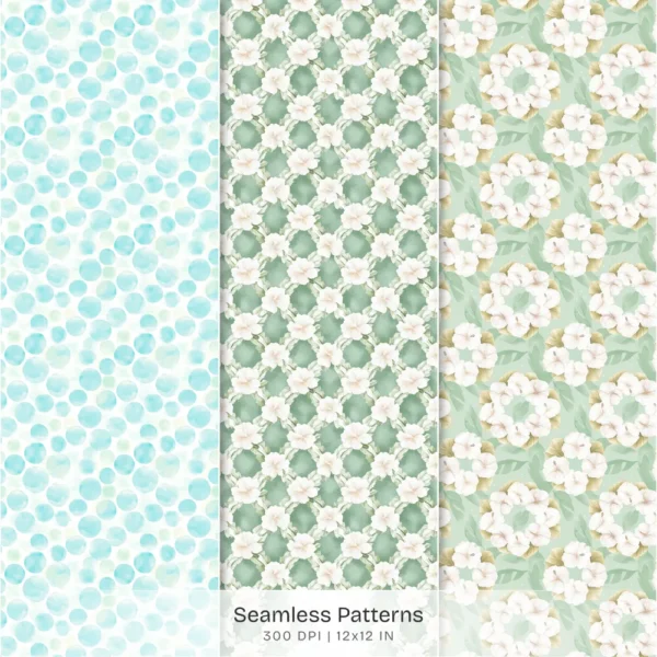 Hawaii Shores Seamless Patterns, Hibiscus Florals JPEG, Tropical Beach Pattern, Seashells Repeating Pattern, Digital Scrapbook Paper