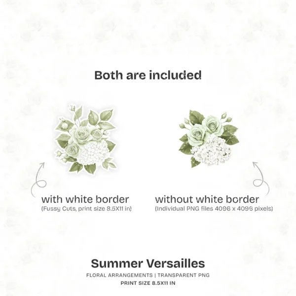 Summer Versailles Floral Arrangements, Floral Garden PNG, Rose Bouquet, Hydrangea Art, French Decor, Ornaments, Digital Download