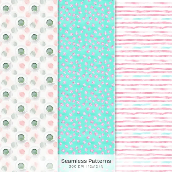 Orchid Paradise Seamless Patterns, Pink Floral JPEG, Summer Resort Pattern, Tropical Spa Wellness Repeating Pattern, Digital Scrapbook Paper