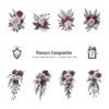 Raven Coquette Floral Arrangements, Gothic Floral PNG, Carnation Bouquet, Carnation Art, Moody Floral Decor, Ornaments, Digital Download