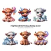 Highland Baby Cow Birthday PNG Clipart Collection - 50 PNG, Cute Farm Graphics, Party Decoration Printables, Commercial use,Digital download