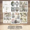 Butterfly Gardenia Ephemera & Folio Kit – Butterfly Garden, Whimsical Gardenia Printables, Pink Floral Tags, Kits, Digital Download