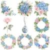 Grandmillennial Garden Floral Arrangements, Blue Floral PNG, Hydrangeas Bouquet, Springtime Art, Floral Decor, Ornaments, Digital Download