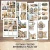 Cottage Fishing Ephemera & Folio Kit – Rustic Fishing, Angler Printables, Vintage, Boots Rods Ponds, Fishing Tags, Kits, Digital Download
