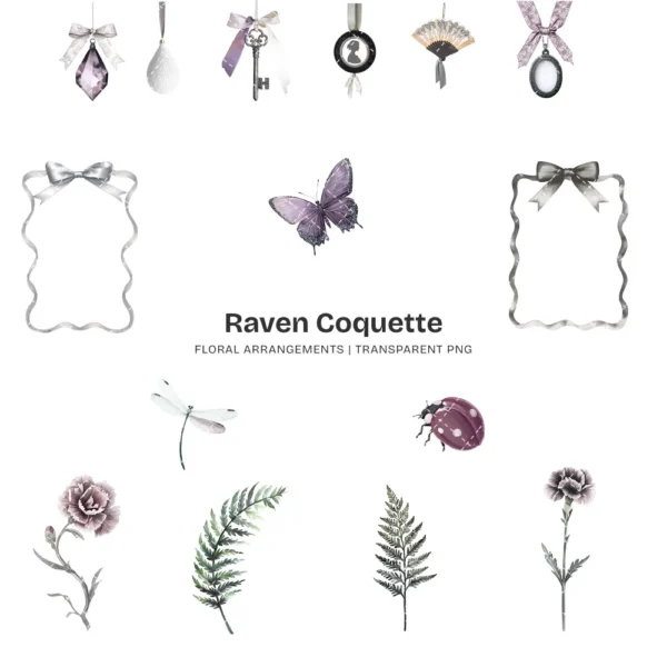 Raven Coquette Floral Arrangements, Gothic Floral PNG, Carnation Bouquet, Carnation Art, Moody Floral Decor, Ornaments, Digital Download