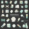 Hawaii Shores Clipart Set – Tropical Beach PNG Illustrations, Coastal Summer Graphics, Island Houses Surfboards Seashells, Digital Download