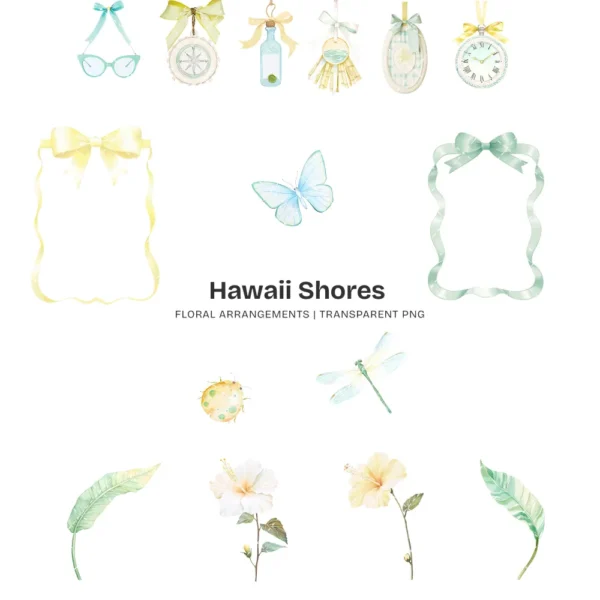Hawaii Shores Floral Arrangements, Tropical Floral PNG, Hibiscus Bouquet, Hibiscus Art, Summer Floral Decor, Ornaments, Digital Download
