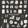 Summer Versailles Clipart Set – French Garden PNG Illustrations, Palace Fountain Hedges Graphics, Elegant Floral, Digital Download