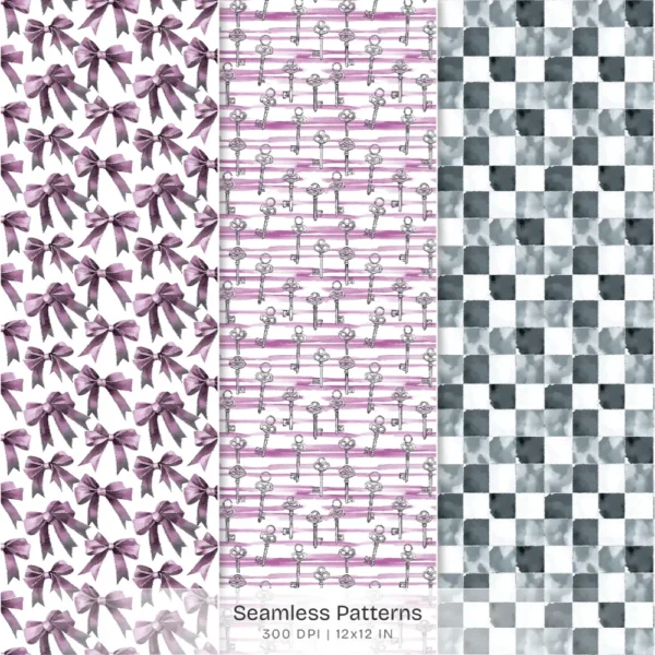 Raven Coquette Seamless Patterns, Moody Florals JPEG, Vintage Gothic Pattern, Victorian lace Repeating Pattern, Digital Scrapbook Paper