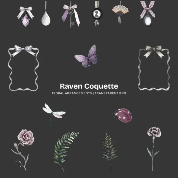Raven Coquette Floral Arrangements, Gothic Floral PNG, Carnation Bouquet, Carnation Art, Moody Floral Decor, Ornaments, Digital Download