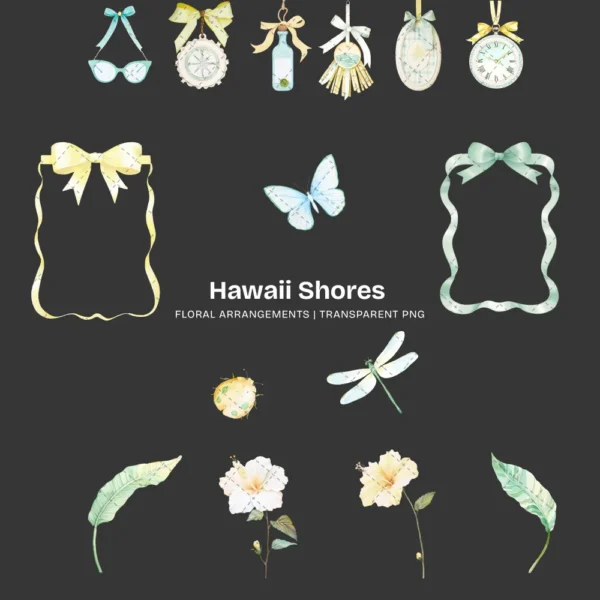 Hawaii Shores Floral Arrangements, Tropical Floral PNG, Hibiscus Bouquet, Hibiscus Art, Summer Floral Decor, Ornaments, Digital Download