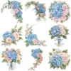 Grandmillennial Garden Floral Arrangements, Blue Floral PNG, Hydrangeas Bouquet, Springtime Art, Floral Decor, Ornaments, Digital Download