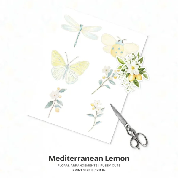 Mediterranean Lemon Floral Arrangements, Italian Lemon PNG, Lemon Blossom Bouquet, Jasmine Art, Summer Decor, Ornaments, Digital Download