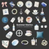 Summer Marina Clipart Set – Luxury Yacht PNG Illustrations, Coastal Fashion Graphics, Champagne, Docks, Nautical Lifestyle, Digital Download