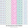 Grandmillennial Garden Seamless Patterns, Blue Floral JPEG, Hydrangeas Pattern, Botanical Repeating Pattern, Digital Scrapbook Paper