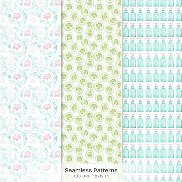 Orchid Paradise Seamless Patterns, Pink Floral JPEG, Summer Resort Pattern, Tropical Spa Wellness Repeating Pattern, Digital Scrapbook Paper