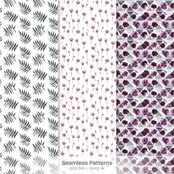 Raven Coquette Seamless Patterns, Moody Florals JPEG, Vintage Gothic Pattern, Victorian lace Repeating Pattern, Digital Scrapbook Paper