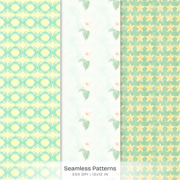 Hawaii Shores Seamless Patterns, Hibiscus Florals JPEG, Tropical Beach Pattern, Seashells Repeating Pattern, Digital Scrapbook Paper