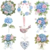 Grandmillennial Garden Floral Arrangements, Blue Floral PNG, Hydrangeas Bouquet, Springtime Art, Floral Decor, Ornaments, Digital Download