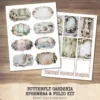 Butterfly Gardenia Ephemera & Folio Kit – Butterfly Garden, Whimsical Gardenia Printables, Pink Floral Tags, Kits, Digital Download