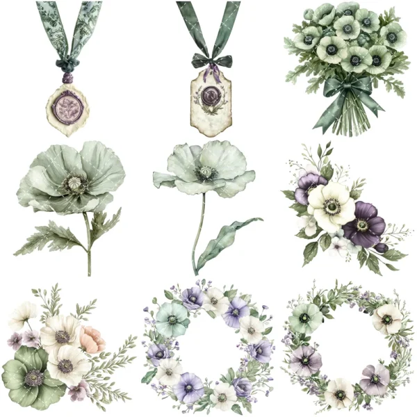 Arcane Reading Floral Arrangements, Poppy Floral PNG, Poppy Bouquet, Springtime Art, Forest, Reading Decor, Ornaments, Digital Download