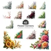Flowers Corners PNG Clipart Collection - 42 PNG, Colorful Floral Graphics, Wedding Flower Printables, Commercial use, Digital download