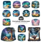 Camping Landscape PNG Clipart Collection - 60 PNG, Outdoor Scenery Graphics, Adventure Printables, Commercial use, Digital download