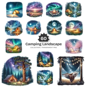 Camping Landscape PNG Clipart Collection - 60 PNG, Outdoor Scenery Graphics, Adventure Printables, Commercial use, Digital download