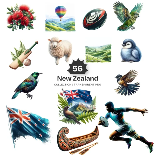 New Zealand PNG Clipart Collection - 56 PNG, Scenic Landscape Graphics, Majestic Mountains Printables, Commercial use, Digital download