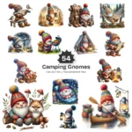 Camping Gnome PNG Clipart Collection - 54 PNG, Outdoor Adventure Graphics, Whimsical Phases Printables, Commercial use, Digital download