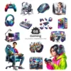 Gaming PNG Clipart Collection - 68 PNG, Gamer Graphics, Gaming Characters, Vibrant Video Game Printables, Commercial use, Digital download