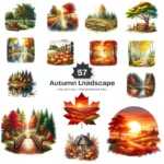 Autumn Landscape PNG Clipart Collection - 57 PNG, Seasonal Scenes Graphics, Fall Scenery Printables, Commercial use, Digital download