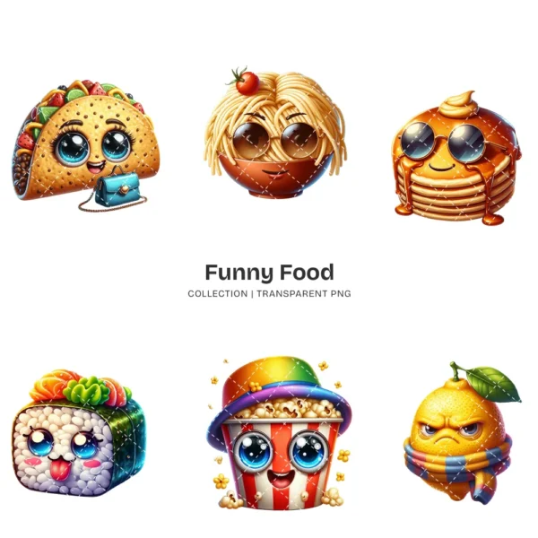 Funny Food PNG Clipart Collection - 27 PNG, Playful Food Graphics, Hilarious and Charming Food Printables, Commercial use, Digital download