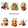 Sweet Honey Bee PNG Clipart Collection - 59 PNG, Cute Bees Graphics, Bee Stickers, Honey Comb Printables, Commercial use, Digital download