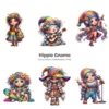 Hippie Gnome PNG Clipart Collection - 50 PNG, Whimsical Gnome Graphics, Boho Floral Printables, Commercial use, Digital download