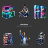 Gaming PNG Clipart Collection - 68 PNG, Gamer Graphics, Gaming Characters, Vibrant Video Game Printables, Commercial use, Digital download