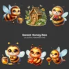 Sweet Honey Bee PNG Clipart Collection - 59 PNG, Cute Bees Graphics, Bee Stickers, Honey Comb Printables, Commercial use, Digital download