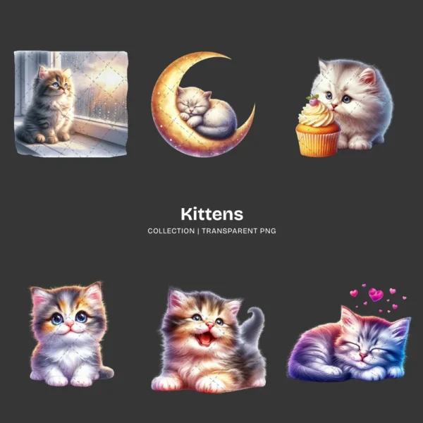 Kittens PNG Clipart Collection - 118 PNG, Cute Cat Graphics, Pet Animals, Adorable Kitten Printables, Commercial use, Digital download