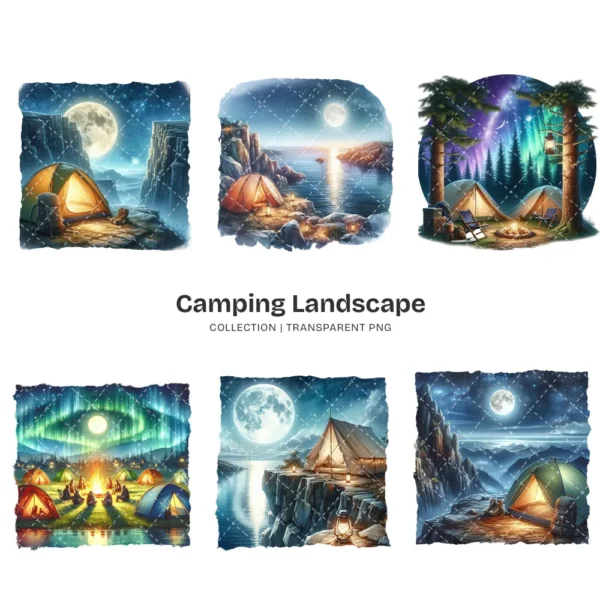 Camping Landscape PNG Clipart Collection - 60 PNG, Outdoor Scenery Graphics, Adventure Printables, Commercial use, Digital download