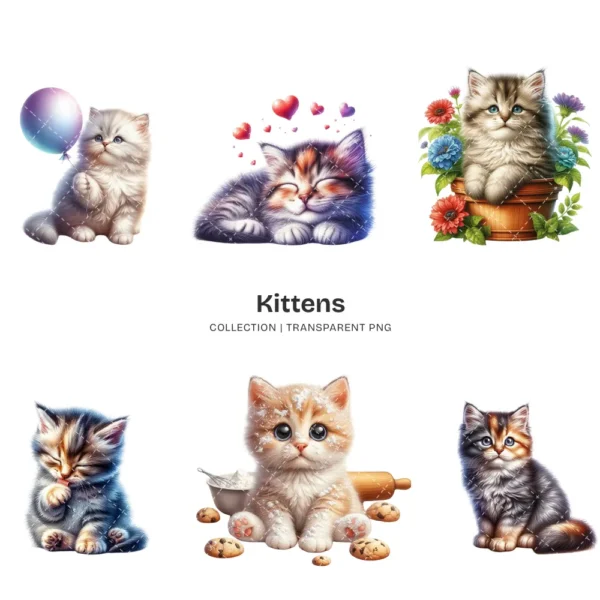Kittens PNG Clipart Collection - 118 PNG, Cute Cat Graphics, Pet Animals, Adorable Kitten Printables, Commercial use, Digital download