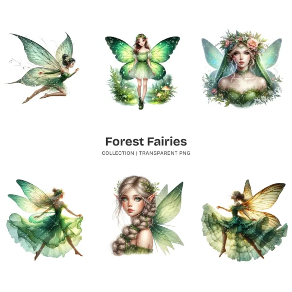 Forest Fairies PNG Clipart Collection - 58 PNG, Ethereal Fairy Graphics, Magical Forest Printables, Commercial use, Digital download
