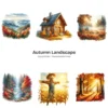 Autumn Landscape PNG Clipart Collection - 57 PNG, Seasonal Scenes Graphics, Fall Scenery Printables, Commercial use, Digital download