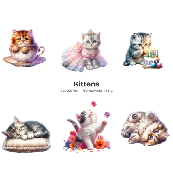 Kittens PNG Clipart Collection - 118 PNG, Cute Cat Graphics, Pet Animals, Adorable Kitten Printables, Commercial use, Digital download