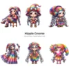 Hippie Gnome PNG Clipart Collection - 50 PNG, Whimsical Gnome Graphics, Boho Floral Printables, Commercial use, Digital download