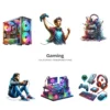 Gaming PNG Clipart Collection - 68 PNG, Gamer Graphics, Gaming Characters, Vibrant Video Game Printables, Commercial use, Digital download