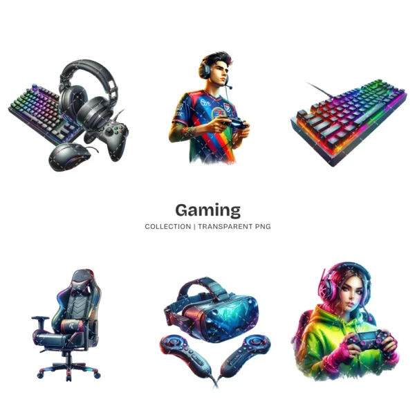 Gaming PNG Clipart Collection - 68 PNG, Gamer Graphics, Gaming Characters, Vibrant Video Game Printables, Commercial use, Digital download