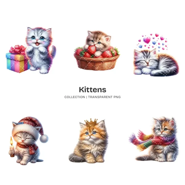 Kittens PNG Clipart Collection - 118 PNG, Cute Cat Graphics, Pet Animals, Adorable Kitten Printables, Commercial use, Digital download